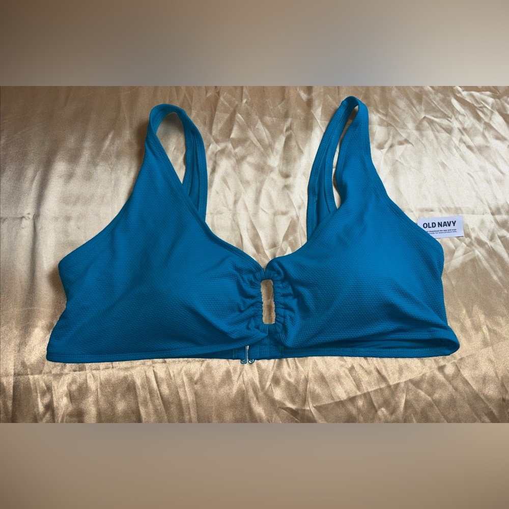 OLD NAVY Womens Bikini Top sz 3X Blue  Chest Pads Ribbed Texture